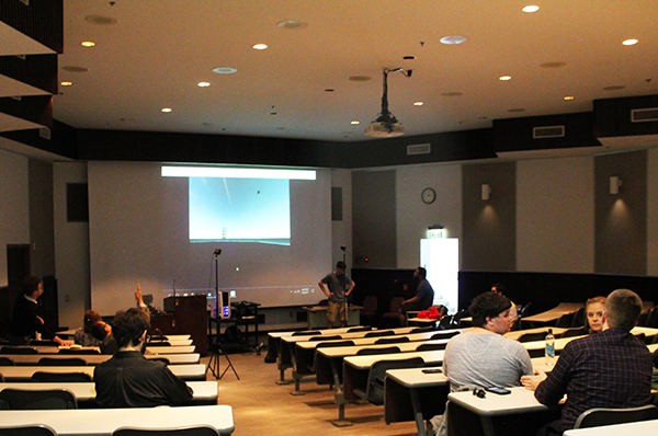 Students wait for a seminar on how virtual reality equipment can be used for class to begin in Blackington Hall last Tuesday. Professor Jeremy Justus hosted the seminar.