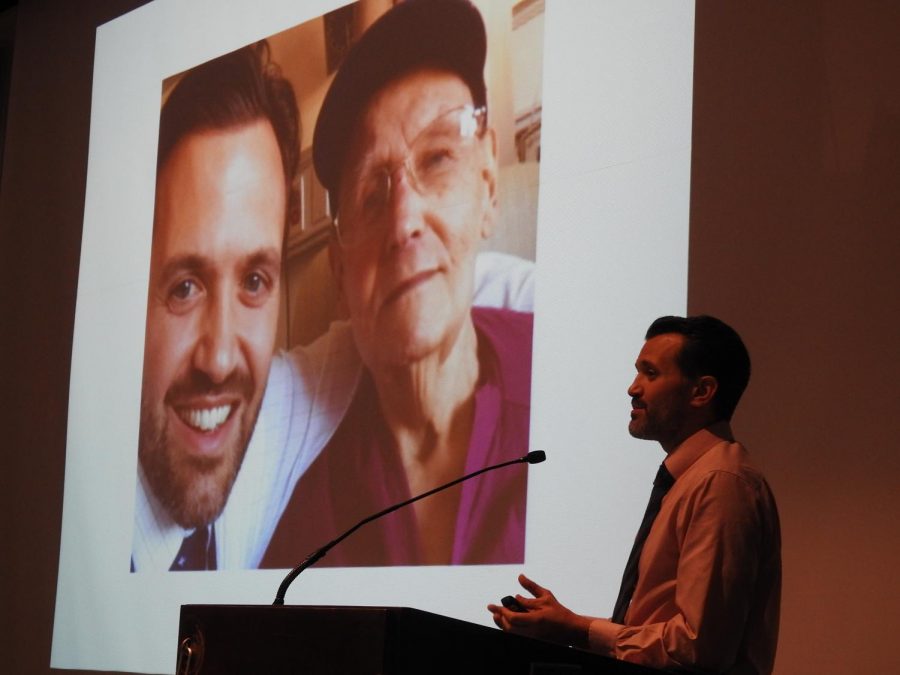 Dr.+Gaetan+Sgro+recalled+a+story+last+Tuesday+of+a+92-year-old+World+War+II+veteran+he+met+while+working+as+a+physician+to+Pitt-Johnstown+students+in+Blackington+Hall.